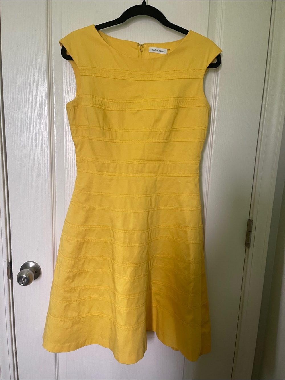 Calvin Klein Bright Yellow A-Line Midi Dress